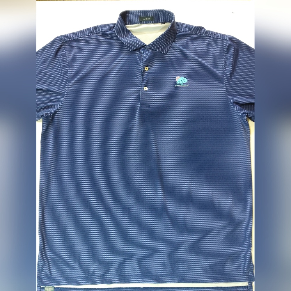 Turtleson Polo Shirt Mens 2XL Blue Teal Purple Micro‎ Dot Sanctuary Golf Club